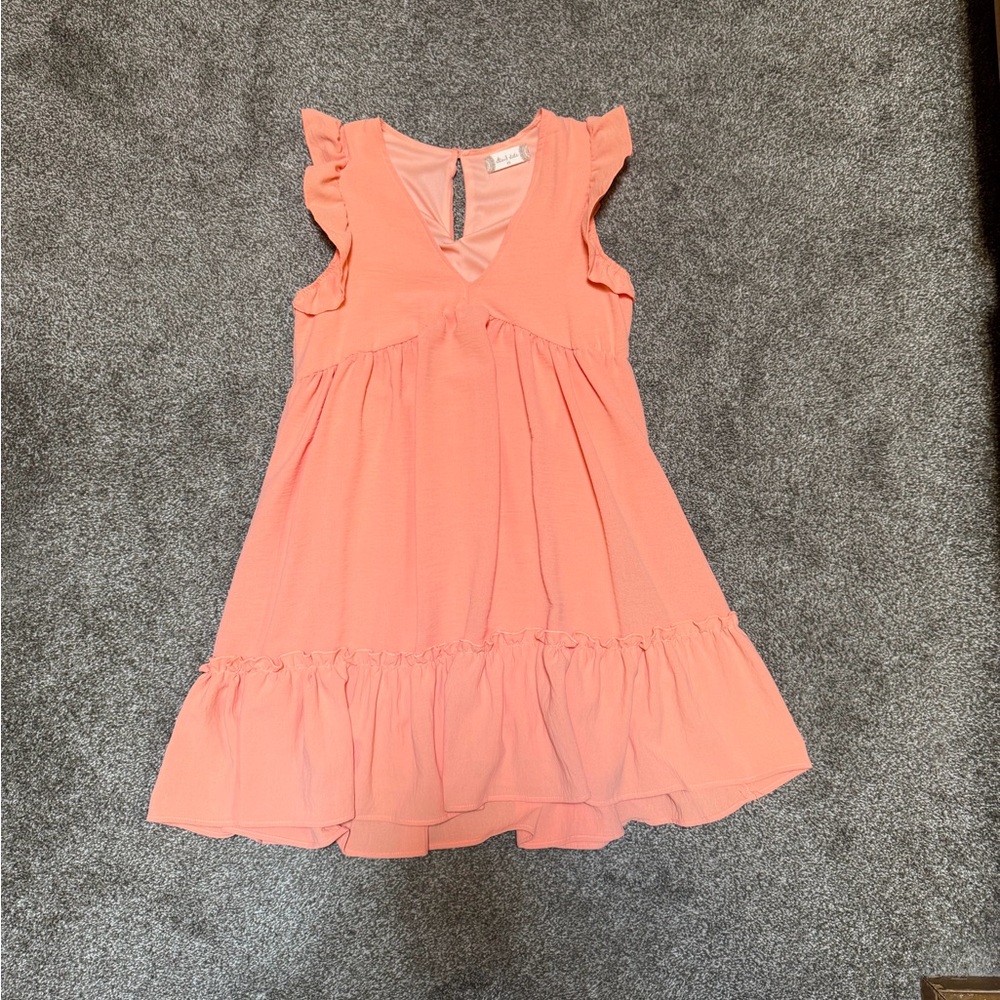 Altar'd State Coral Flutter Sleeve Mini Dress